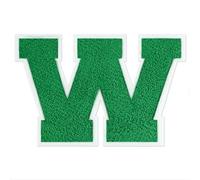 QianSiLi 6.0 Inch Chenille Iron On Letters for Clothes Varsity Letter Patches Embroidered Patch Iron On Patches for Clothing Jacket/Hoodie/Varsity (Green,W)