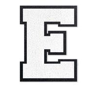 QianSiLi 6.0 Inch Chenille Iron On Letters for Clothes Varsity Letter Patches Embroidered Patch Iron On Patches for Clothing Jacket/Hoodie/Varsity (White,E)