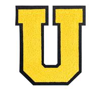 QianSiLi 6.5 Inch Chenille Iron On Letters for Clothes Varsity Letter Patches Embroidered Patch Iron On Patches for Clothing Jacket/Hoodie/Varsity (Yellow,U)