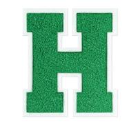 QianSiLi 6.5 Inch Chenille Iron On Letters for Clothes Varsity Letter Patches Embroidered Patch Iron On Patches for Clothing Jacket/Hoodie/Varsity (Green,H)
