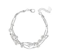 QianSiLi 925 Silver Bracelet for Women Mini Stars Beaded Layered Charm Bracelets for Womens Jewellery Gift For Daughter Sisters Friends Niece Lover Birthday Christmas