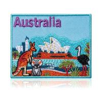 QianSiLi Australia Wildlife Embroidered Patch, Sydney Opera House Koala Kangaroo Applique Patches, 3inch Decorative Patch for Backpacks, Hats, Jackets, Travel Iron On Patches for Clothing
