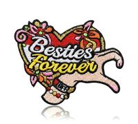 QianSiLi Besties Forever Embroidered Iron On Patch - 3.5" Heart & Friendship Fabric Repair Patch for Jackets, Backpacks | Perfect Bestie Gifts, BFF Birthday & Best Friends Gifts for Women - Left