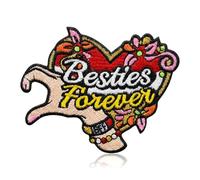 QianSiLi Besties Forever Embroidered Iron On Patch - 3.5" Heart & Friendship Fabric Repair Patch for Jackets, Backpacks | Perfect Bestie Gifts, BFF Birthday & Best Friends Gifts for Women - Right