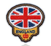 QianSiLi England Union Jack Crown Embroidery Iron On Patch, 3" British Flag Embroidered Applique Patches for Holes, Travel Iron On Patches for Clothing Backpacks, Hats, Jackets Gifts for Traveler