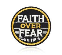 QianSiLi Faith Over Fear Embroidered Patch - Christian Gifts Hook and Loop Patches for Clothing Embroidery Patches for Clothes T-Shirt Jackets Hats Jeans Backpacks DIY Accessories (3 inch)