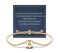 QianSiLi Graduation Gifts For Her 26 Initial Bracelet Gold Bracelet For Women Jewellery Thank You Teacher Gifts For Women Daughter Sisters Friends O