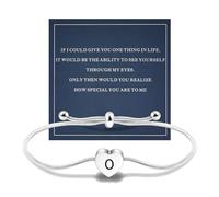 QianSiLi Graduation Gifts For Her 26 Initial Bracelet Silver Bracelet For Women Jewellery Thank You Teacher Gifts For Women Daughter Sisters Friends O