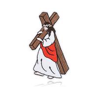 QianSiLi Jesus Carrying The Cross Embroidered Patch - Christian Gifts Sew On/Iron On Patches for Clothing Embroidery Patches for Clothes T-Shirt Jackets Hats Jeans Backpacks DIY Accessories (3 inch)