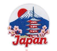 QianSiLi Mount Fuji Japan Embroidered Patch, 3" Sew On/Iron On Cherry Blossom Embroidery Iron On Patches for Clothing Backpacks Hats Jeans Bag, Aesthetic Travel Patches DIY Gifts for Travel Lover