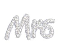 QianSiLi Mr and Mrs Gifts Pearl Iron On Letters for Clothing Bling Rhinestone Iron On Patches for Jeans Hats Jackets Decor (Mrs)