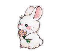 QianSiLi Rabbit Iron On Patches for Clothes, 2.5 Inch Cute Cartoon Easter Bunny Decorations Embroidered Patch, Sew On Patches for Clothing Jackets, Backpacks, Jeans, Trucker Hats, Bags & Shirts-1