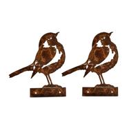 QIANSSE 2 PCS Vintage Rusty Garden Ornaments