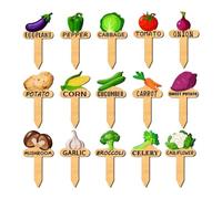 QIANSSE Wooden Plant Labels, 15 PCS Garden Labels | T-Type Plant Markers | for Seedlings Vegetable Herb | Indoor Outdoor Garden