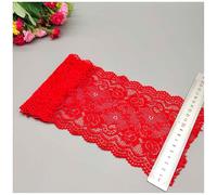 Qiantull 10 Yards Lace Trim 15 cm Wide Lace Border Lace Ribbon Elasticity Lace Trim Fabric Lace Flower Border Lace Fabric Lace Borders Decorative Ribbon for DIY Sewing Crafts Red