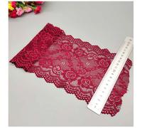 Qiantull 10 Yards Lace Trim 15 cm Wide Lace Border Lace Ribbon Elasticity Lace Trim Fabric Lace Flower Border Lace Fabric Lace Borders Decorative Ribbon for DIY Sewing Crafts Wine Red