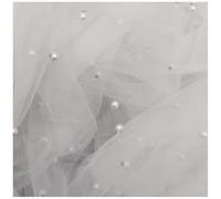 Qiantull 100 cm x 160 cm Tulle Fabric Beads Tulle Decorative Fabric Pearl Mash Fabrics Tulle Table Runner Craft Fabrics Tulle Fabric for Sewing DIY Crafts Table Decoration Wedding Veil Curtains White