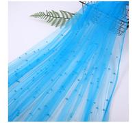 Qiantull 100 cm x 160 cm Tulle Fabric Beads Tulle Decorative Fabric Pearl Mash Fabrics Tulle Table Runner Craft Fabrics Tulle Fabric for Sewing DIY Crafts Table Decoration Wedding Veil Curtains Sky