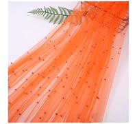 Qiantull 100 cm x 160 cm Tulle Fabric Beads Tulle Decorative Fabric Pearl Mash Fabrics Tulle Table Runner Craft Fabrics Tulle Fabric for Sewing DIY Crafts Table Decoration Wedding Veil Curtains Orange