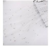 Qiantull 200 cm x 160 cm Tulle Fabric Beads Tulle Decorative Fabric Pearl Mash Fabrics Tulle Table Runner Craft Fabrics Tulle Fabric for Sewing DIY Crafts Table Decoration Wedding Veil Curtains White