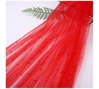 Qiantull 300 cm x 160 cm Tulle Fabric Beads Tulle Decorative Fabric Pearl Mash Fabrics Tulle Table Runner Craft Fabrics Tulle Fabric for Sewing DIY Crafts Table Decoration Wedding Veil Curtains Red