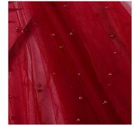Qiantull 300 cm x 160 cm Tulle Fabric Beads Tulle Decorative Fabric Pearl Mash Fabrics Tulle Table Runner Craft Fabrics Tulle Fabric for Sewing DIY Crafts Table Decoration Wedding Veil Curtains Wine