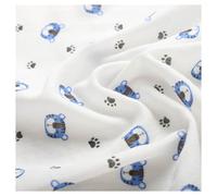 Qiantull 50 x 135 cm Muslin Cotton Fabric Double Gauze Fabric for Sewing Double Cotton Gauze Fabric Sold by the Metre Soft Breathable Muslin Fabric Blue Tiger Head