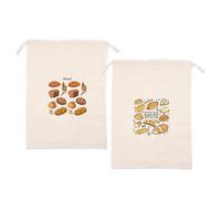 Qiantull Bread Bag Linen Cotton Bread Bag Storage Bread Bag with Drawstring Fabric Bag Reusable Fresh Bread Bag Linen Bag for Bread Baguette Fruit Vegetables Pack of 2 E