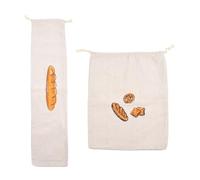Qiantull Bread Bag Linen Cotton Bread Bag Storage Bread Bag with Drawstring Fabric Bag Reusable Fresh Bread Bag Linen Bag for Bread Baguette Fruit Vegetables Pack of 2 B