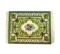 Qiantull Carpet Mouse Mat Creative Mini Rug Made of Oriental Carpet Pattern Textile Fabric Small Mouse Pad with Cotton Tassels Mouse Mat Computer Accessories Coaster 28 x 18 cm 24# Green