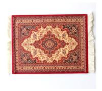 Qiantull Carpet Mouse Mat Creative Mini Rug Made of Oriental Carpet Pattern Textile Fabric Small Mouse Pad with Cotton Tassels Mouse Mat Computer Accessories Coaster 28 x 18 cm 12# Red