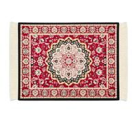 Qiantull Carpet Mouse Mat Creative Mini Rug Made of Oriental Carpet Pattern Textile Fabric Small Mouse Pad with Cotton Tassels Mouse Mat Computer Accessories Coaster 28 x 18 cm 14# Red