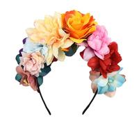Qiantull Flower Headband Rose Hair Band Mexican Rose Crown Hair Band Hair Flower Wreath Headdress Flowers Hair Accessories for Wedding Halloween Carnival Parties 3#