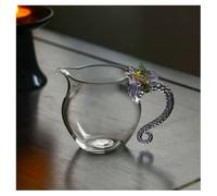 Qiantull Glass Gong Dao Bei, Glass Tea Cup Sharing Mug with Handle Milk Jug Chinese Gong Kung Fu Tea Jug Transparent Mini Glass Jug Tea Kettle for Tea Drinks 2# 250 ml