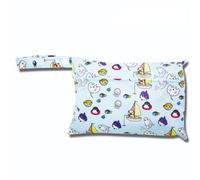 Qiantull Mini Nappy Bag with Colourful Animal Pattern Waterproof Wet Bag Changing Bag 22 x 15 cm Small Wet Bag Nappy Bag Wet Dry Cloth Organiser Bag for Babies Swimming Travel Beach Sea World