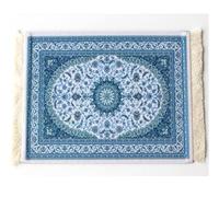 Qiantull Mini Rug Made of Oriental Carpet Pattern Textile Fabric Small Rug Mouse Pad with Cotton Tassels Mouse Mat Computer Accessories Coaster 28 x 18 cm - 13# Blue