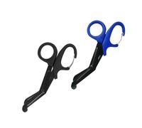 Qiantull Pack of 2 Bandage Scissors, Rescue Scissors, Clothes Scissors, Bandage Scissors, Trauma Scissors, Medical Scissors, First Aid Emergency Scissors for Dressings, Plasters and Fabric, Black +