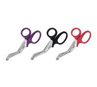 Qiantull Pack of 3 Bandage Scissors, Rescue Scissors, Dressing Scissors, Medical Scissors, Trauma Scissors, First Aid Emergency Scissors for Nurses, Doctors, Black + Red + Purple, 15 cm