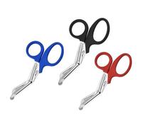 Qiantull Pack of 3 Bandage Scissors, Rescue Scissors, Dressing Scissors, Medical Scissors, Trauma Scissors, First Aid Emergency Scissors for Nurses, Doctors, Black + Red + Blue, 19 cm