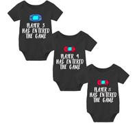 QIANWANYI Baby Triplets Bodysuits Player Has Entered The Game Baby Twins Outfit Girl Baby Gift