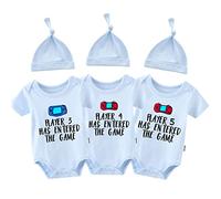 QIANWANYI Baby Triplets Bodysuits Player Has Entered The Game Baby Twins Outfit Girl Baby Gift