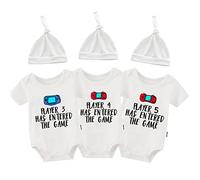 QIANWANYI Baby Triplets Bodysuits Player Has Entered The Game Baby Twins Outfit Girl Baby Gift - white - 3-6 Months
