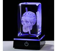 QIANWEI 3D Crystal Skull Decor- Halloween Skull Light Witch Figurines Occult Medieval Goth Satanic Home Desk Glass Skull Decor Witchy Gifts Horror Lilith Statue