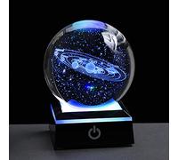 3D Solar System Crystal Ball with LED Colorful Lighting Touch Base, Solar System Model Decor Science Astronomy Gifts God Bless The World Easter Religious Space Gifts Decor