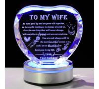 Qianwei Romantic Gifts for Wife with Colorful LED Base - Heart Crystal Unique Gifts for Anniversary, Birthday, Valentine's Day