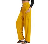QIANXIZHAN Women's Harem Pants, Hippie Palazzo Pants Boho Joggers Yoga Clothes with Pockets, 9-yellow, XL