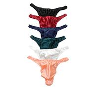 Qianya Mens Thong Underwear Briefs 100% Pure Silk 6 Pairs in One Economic Pack (S)