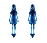 QianYiHC Girl Ghost Courtyard Decoration for Halloween,Scary Twins Halloween Yard Signs Stakes,16 Inch Haunted Twin Ghost Ground Stakes,Iron Waterproof Horror Twin Girls Garden Stake