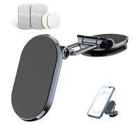 Qianyou Car Phone Holder, Universal Foldable Magnetic Mini Smartphone Holder Mount, 360°Adjustable Mobile Holder for Auto Dashboard, Cars Accessories Compatible iPhone, Samsung with Metal Plates