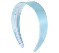 Qianyu 1 Pcs Light Blue Headband Satin Wide Hair Accessories Simple Solid Hair Bands 70s Non Slip Trendy Cute Fabric Headbands for Women DIY Cosplay Costume Christmas Carnival Halloween